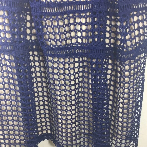 Blush Navy Fishnet Short Sleeve Dress Size M NWT - Picture 3 of 9